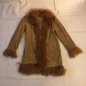 Suede Coat Fur Trimming